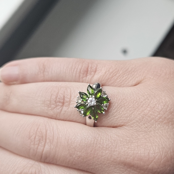 Jtv Sterling Silver 1.74CT Chrome Diopside and White Topaz Ring - Picture 4 of 4